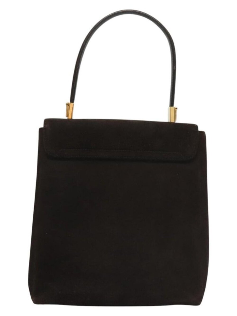 Salvatore Ferragamo Gancini Hand Bag Suede 2way Black Gold Auth BA2414 - Picture 3 of 16